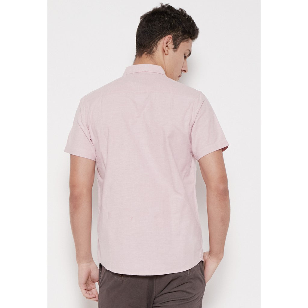 M231 Kemeja Pria Basic Polos Oxford Pendek Warna Pink 1457R
