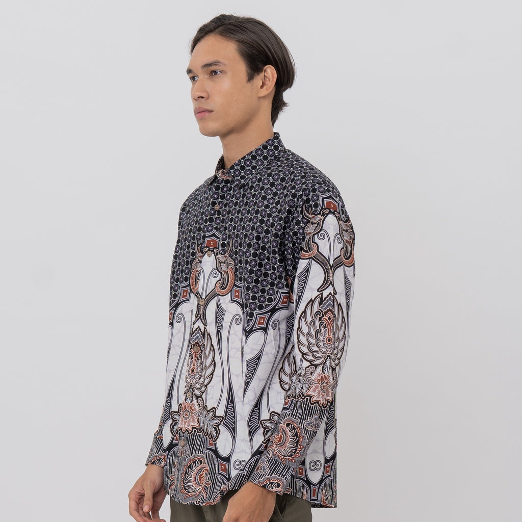 M231 Kemeja Pria Batik Panjang Hitam 2587B