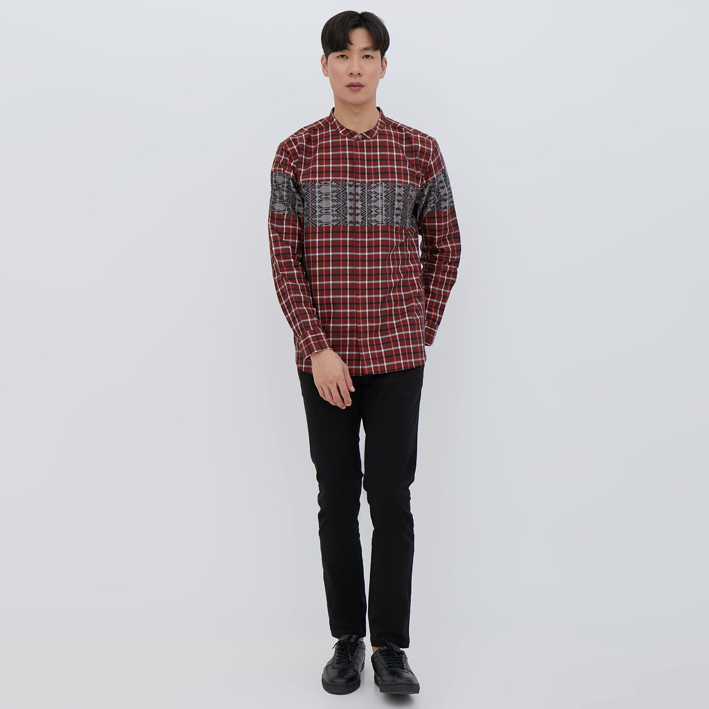 M231 Kemeja Pria Koko Panjang Maroon 2487B