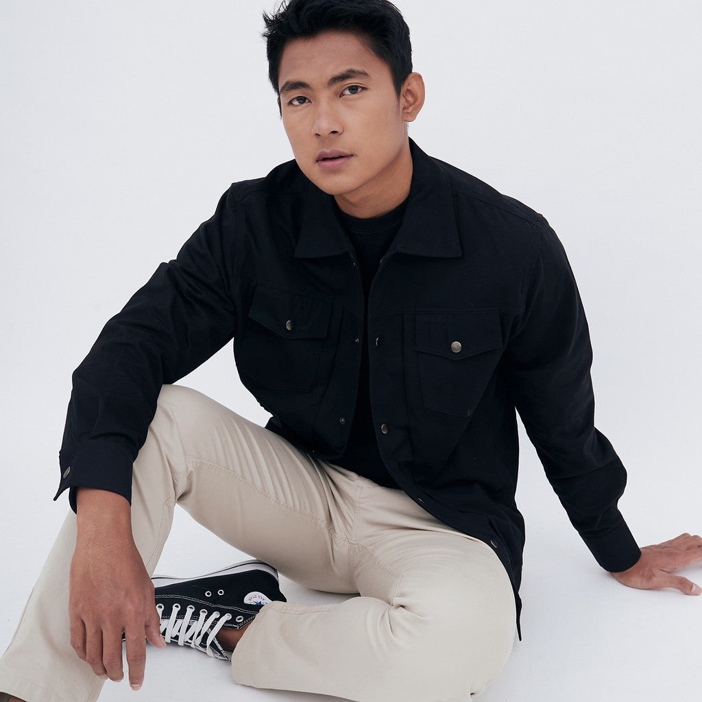 M231 Jaket Pria Coverall Panjang Hitam 1957E