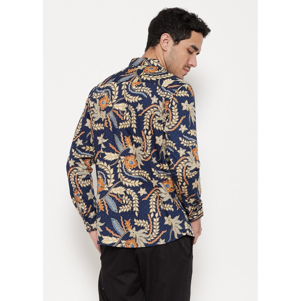 M231 Kemeja Pria Batik Panjang Warna Navy 1080A