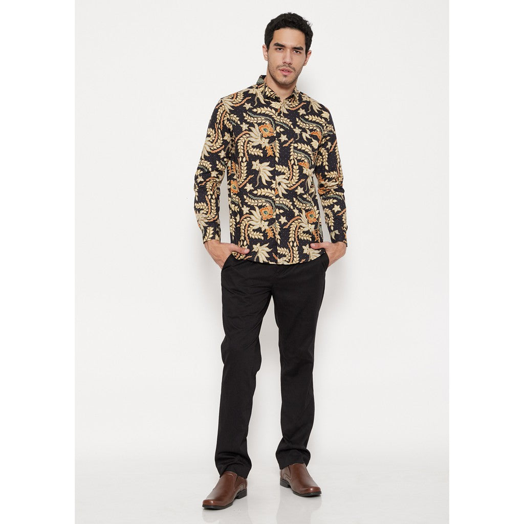 M231 Kemeja Pria Batik Panjang Warna Hitam 1080B