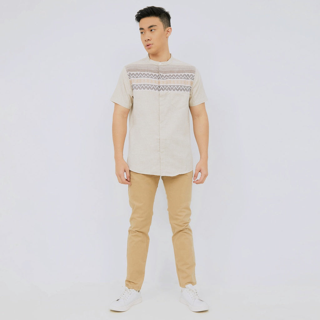 M231 Kemeja Pria Koko Pendek Cream 2326A