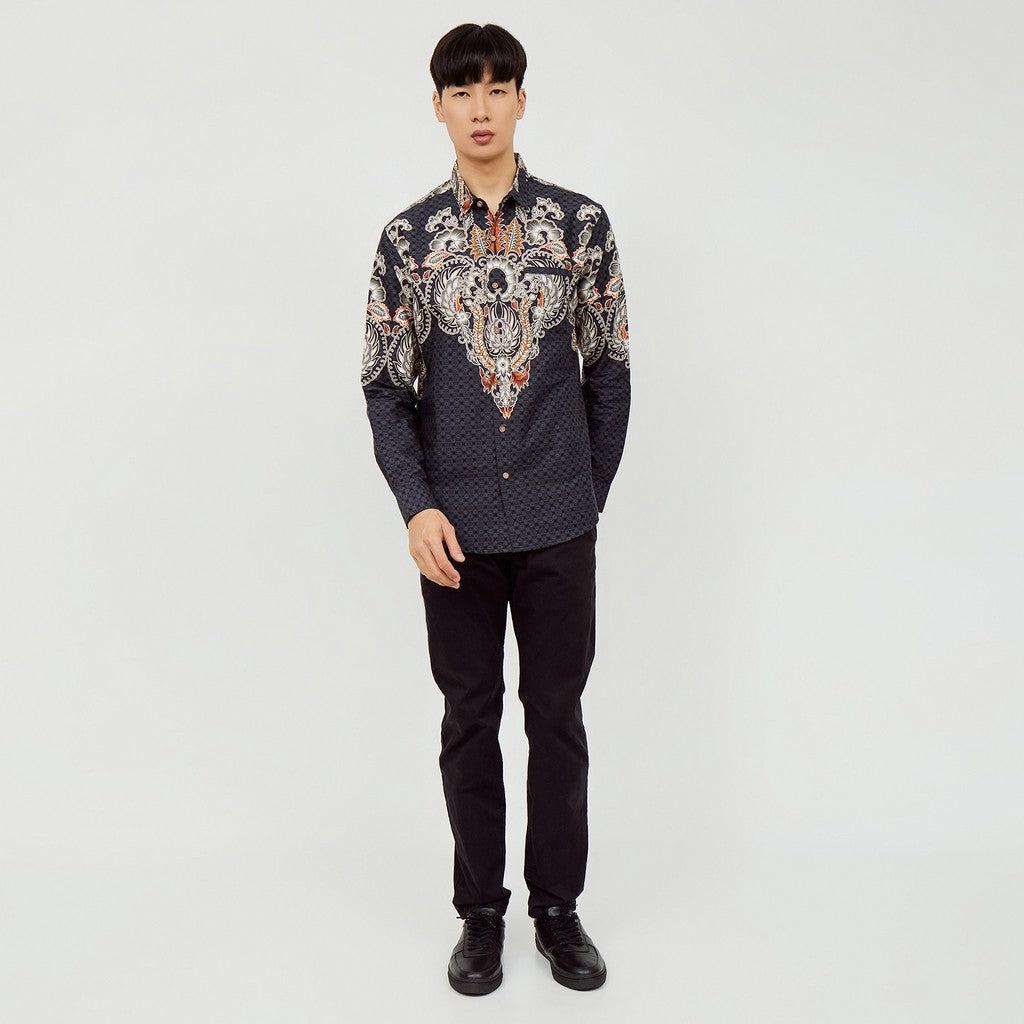 M231 Kemeja Pria Batik Panjang Hitam 2153B