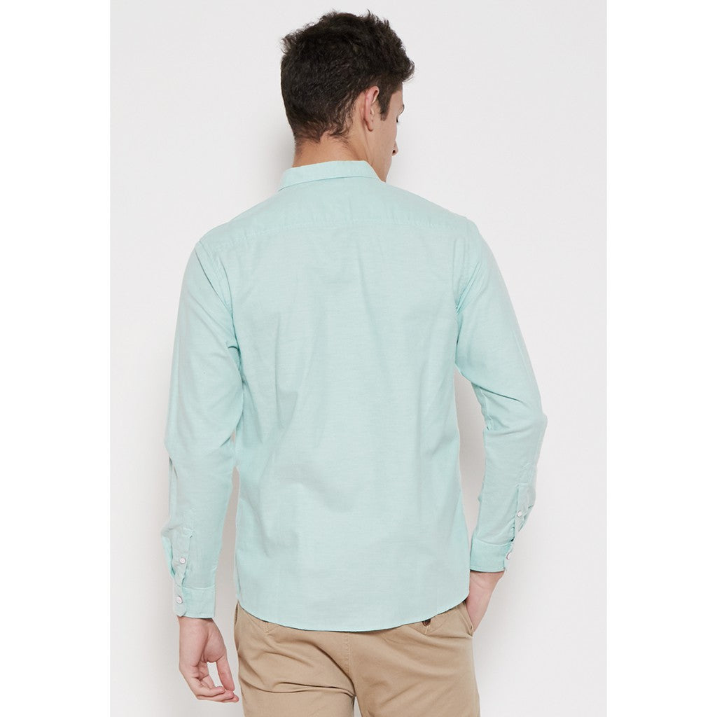 M231 Kemeja Pria Basic Polos Oxford Panjang Warna Hijau 1456O