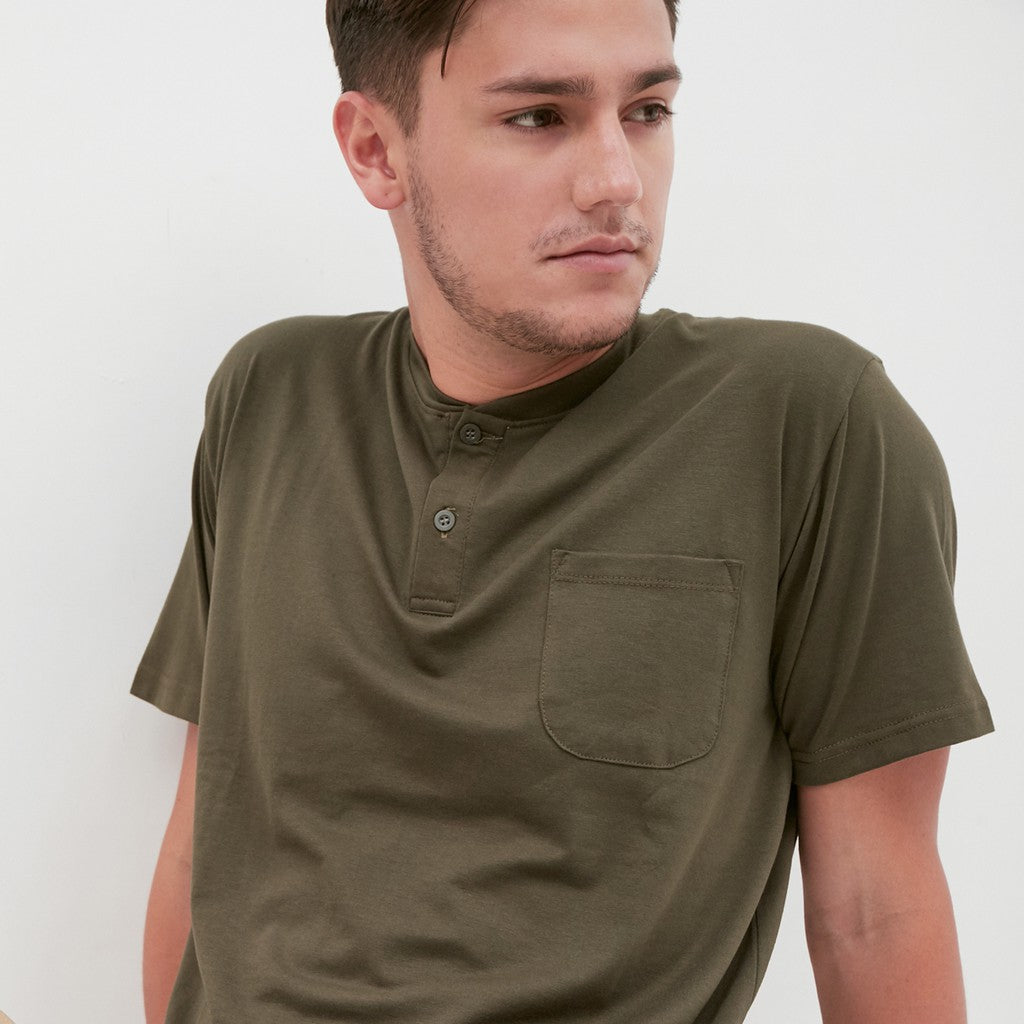 M231 T-Shirt Polos Kancing Pendek Warna Army 1835J