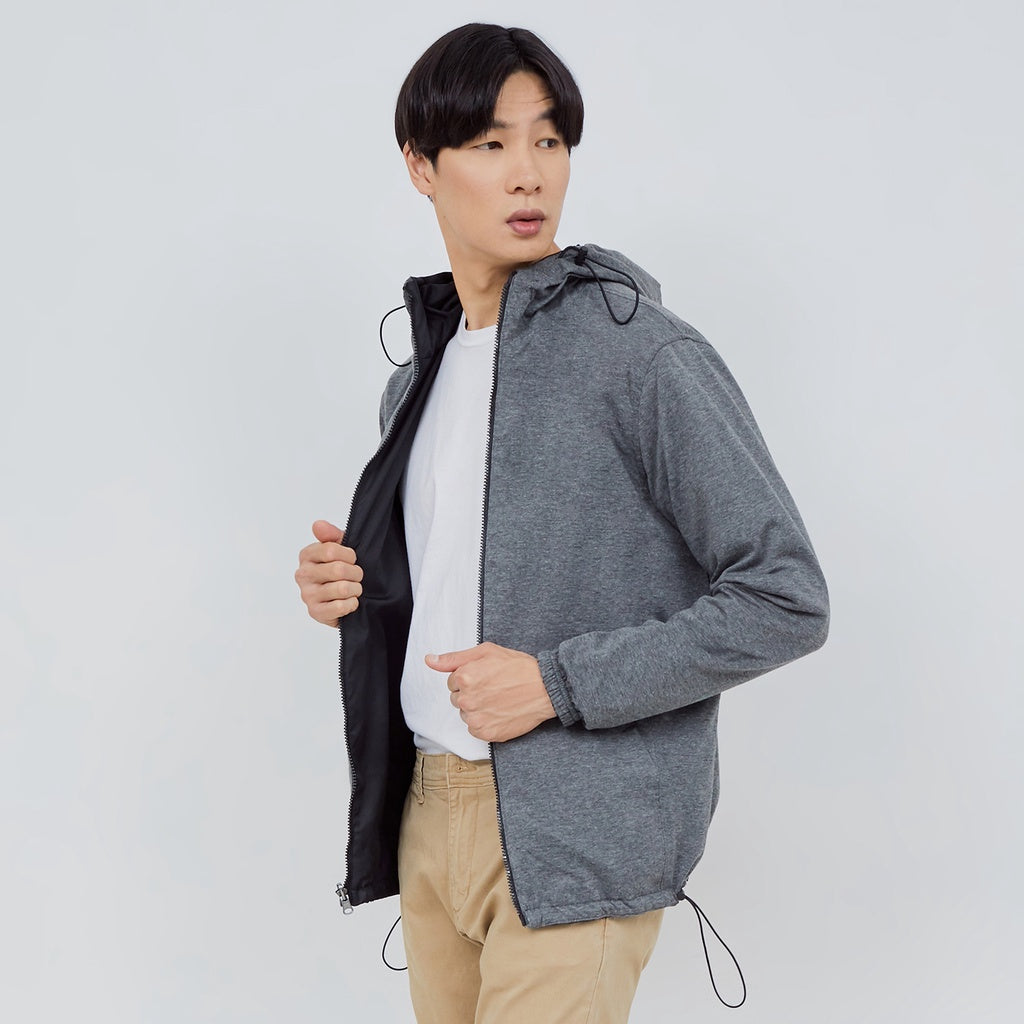 M231 Jaket Pria Taslan Hoodie Panjang Hitam 1757B