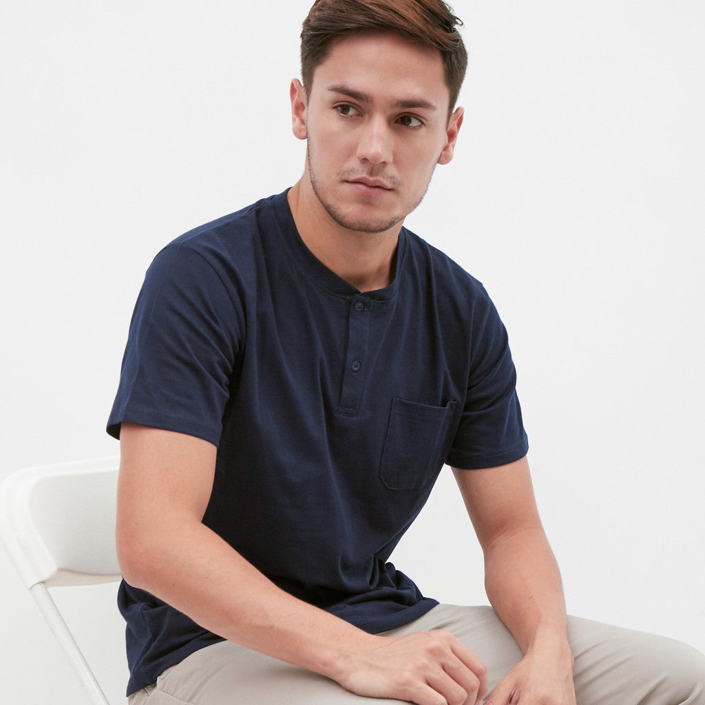 M231 T-Shirt Polos Kancing Pendek Warna Navy 1835H