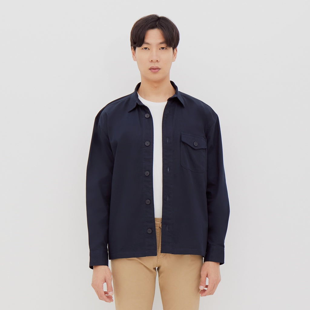 M231 Kemeja Jaket Pria Panjang Navy 2269D