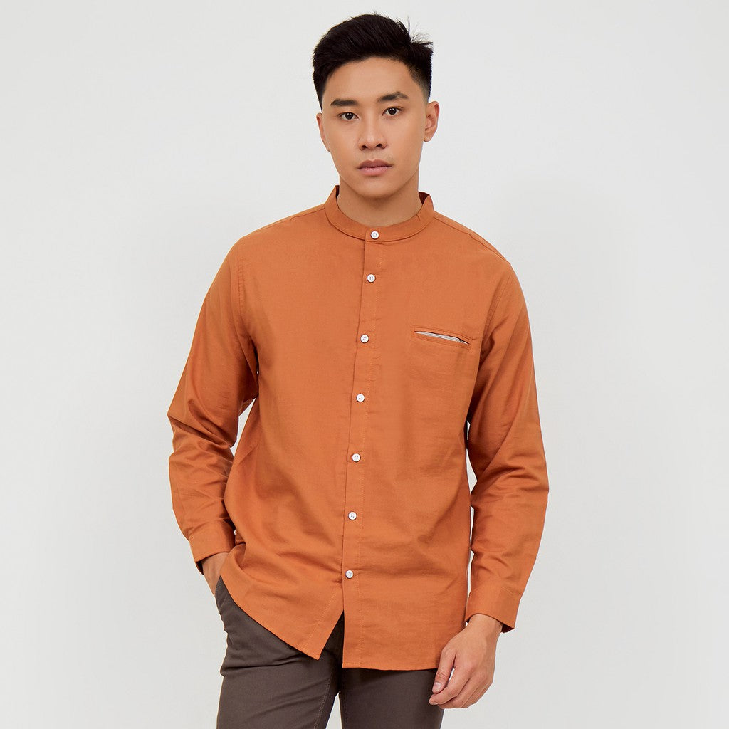 M231 Kemeja Pria Shanghai Polos Oxford Panjang Terracotta 1552J