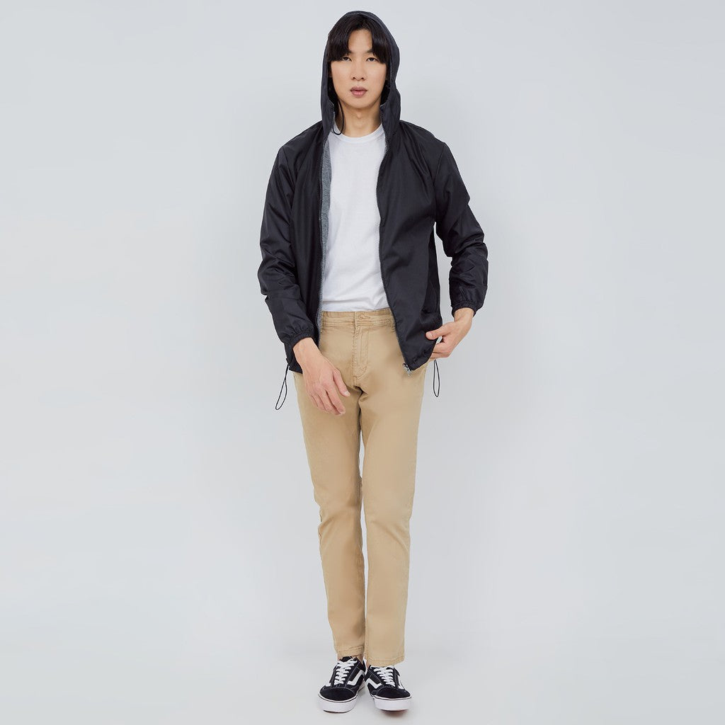 M231 Jaket Pria Taslan Hoodie Panjang Hitam 1757B
