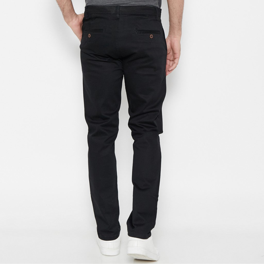 M231 Celana Panjang Pria Chinos Slim Fit Stretch Warna Hitam C1091