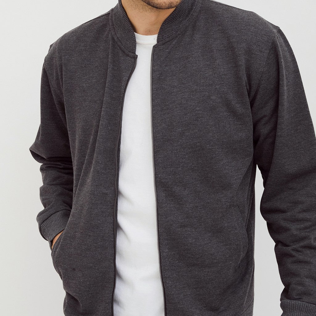 M231 Jaket Pria Bomber Panjang Abu 2091D