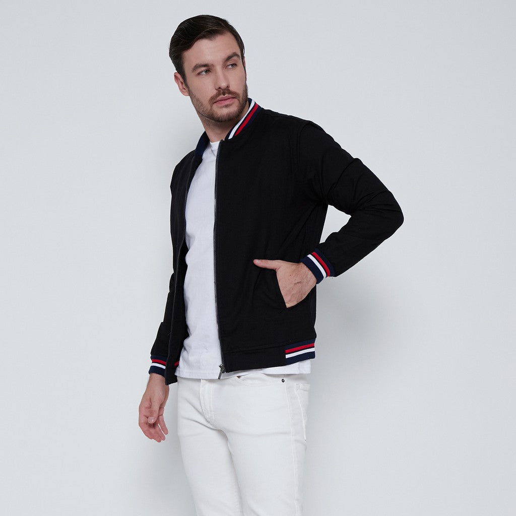 M231 Jaket Pria Bomber Oxford Panjang Hitam 1768A
