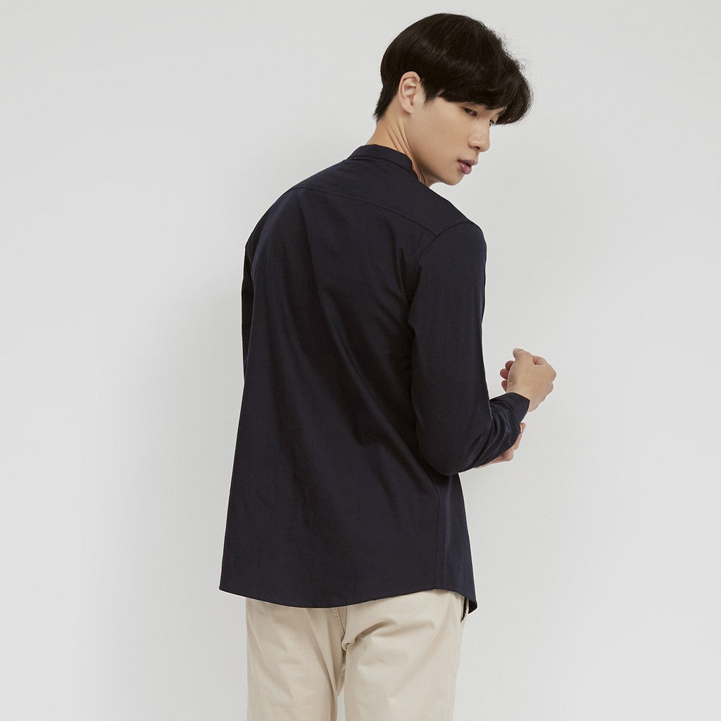 M231 Kemeja Pria Shanghai Polos Soft Twill Panjang Navy 1971E