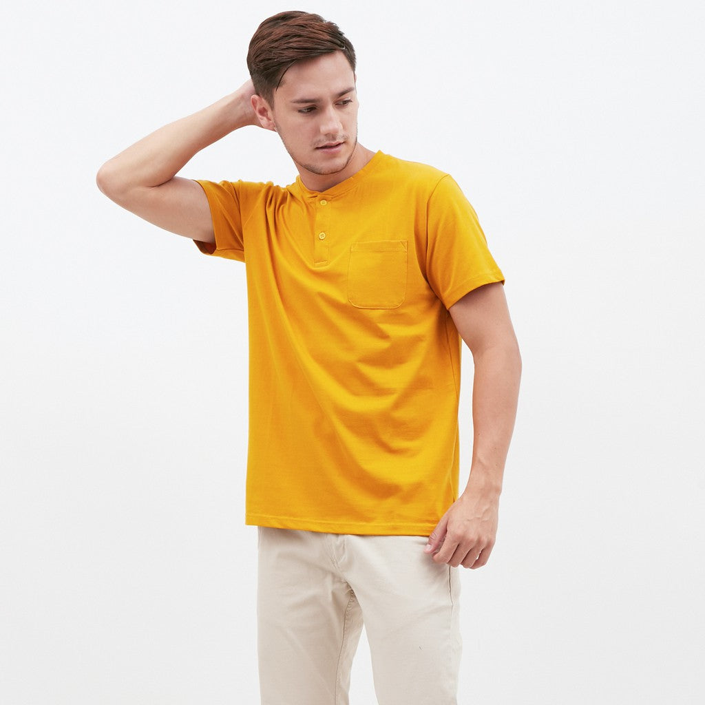 M231 T-Shirt Polos Kancing Pendek Warna Mustard 1835I