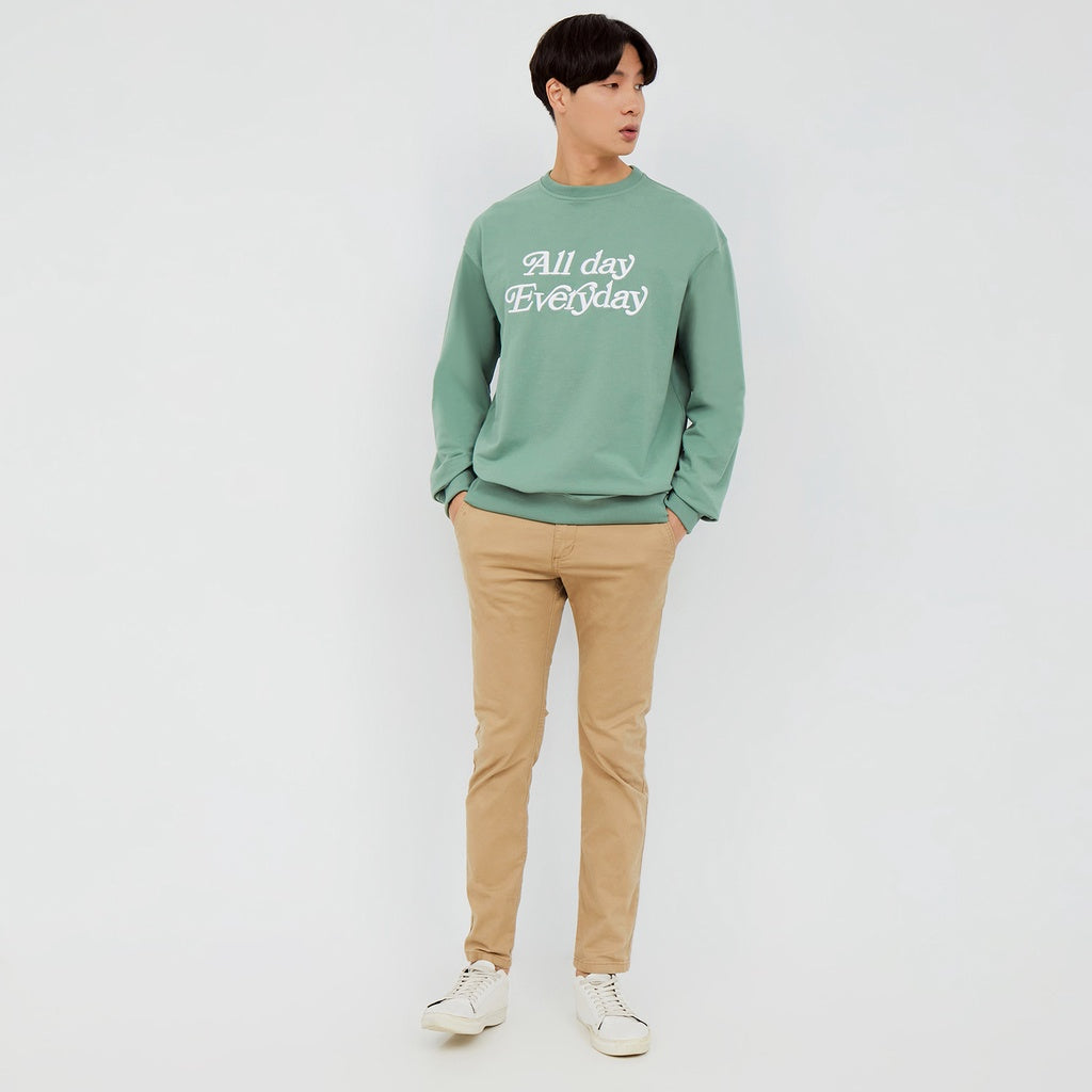 M231 Sweater Crewneck Panjang Sage Green 2227B