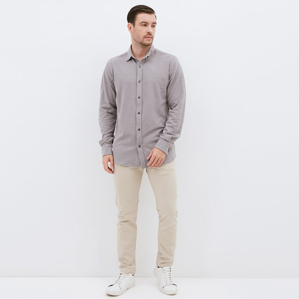 M231 Kemeja Pria Cotton Pique Panjang Abu 1792E