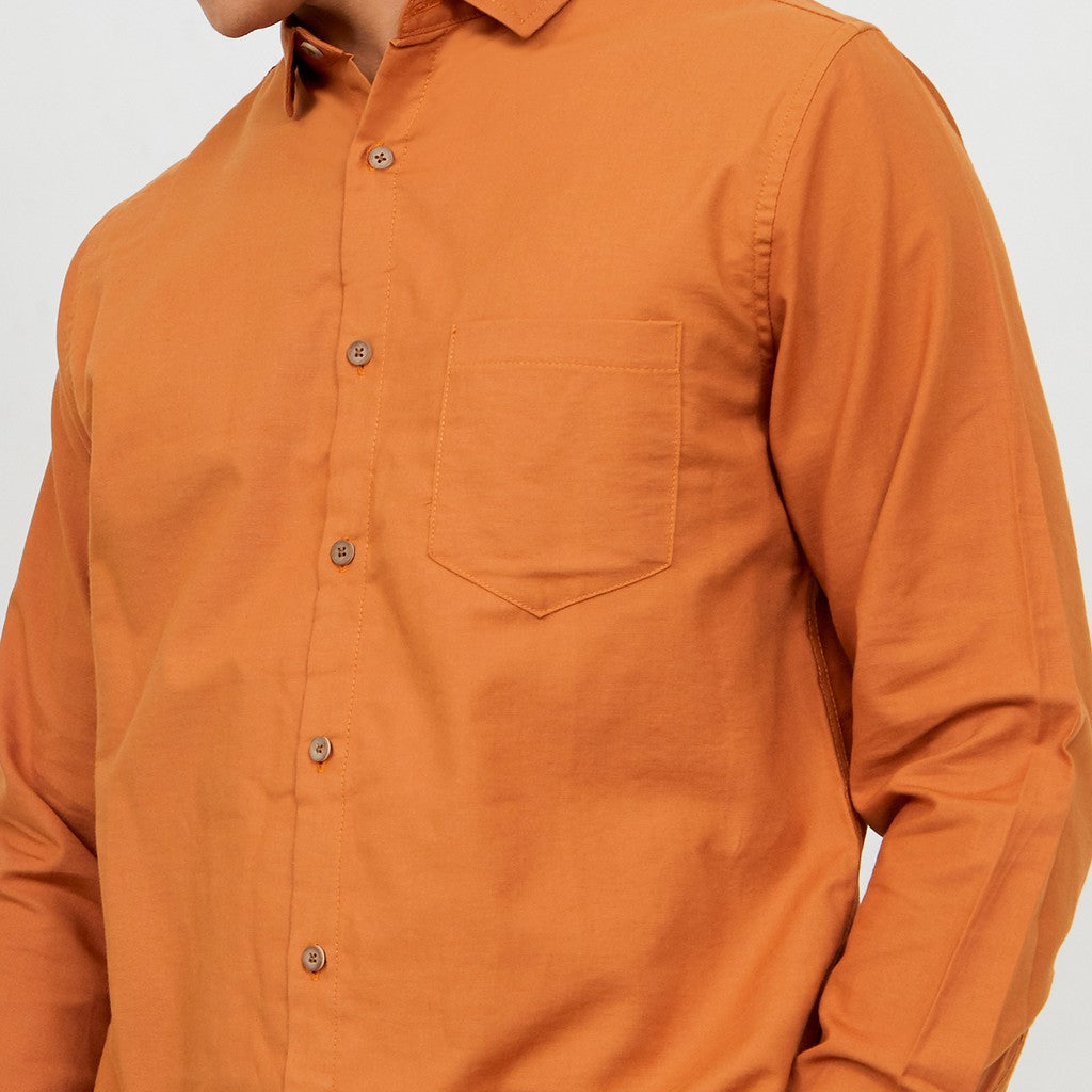 M231 Kemeja Pria Basic Polos Oxford Panjang Terracotta 1456Q