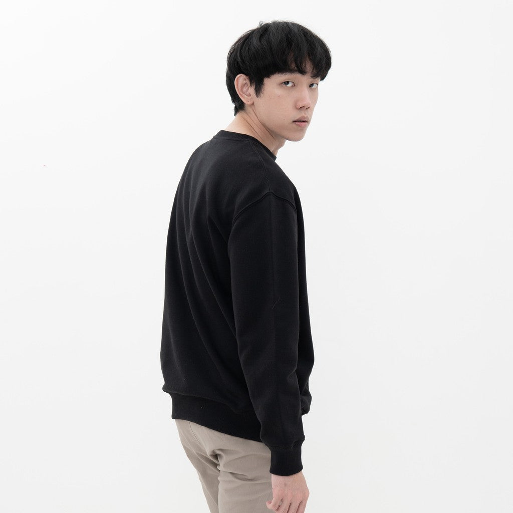 M231 Sweater Crewneck Panjang Hitam 2198B