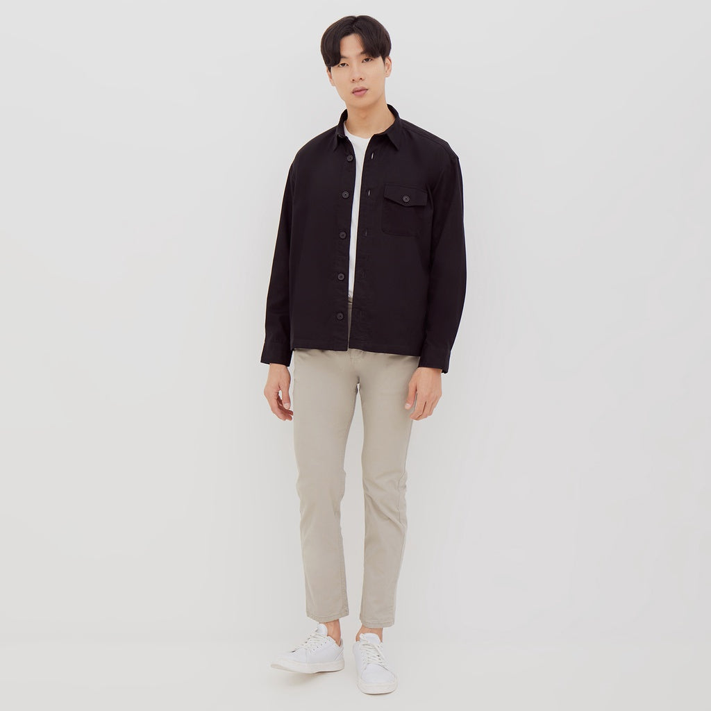 M231 Kemeja Jaket Pria Panjang Hitam 2269E