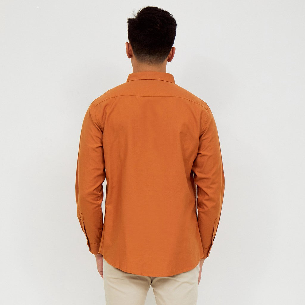 M231 Kemeja Pria Basic Polos Oxford Panjang Terracotta 1456Q