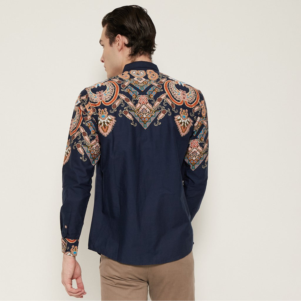 M231 Kemeja Pria Batik Panjang Navy 1699B