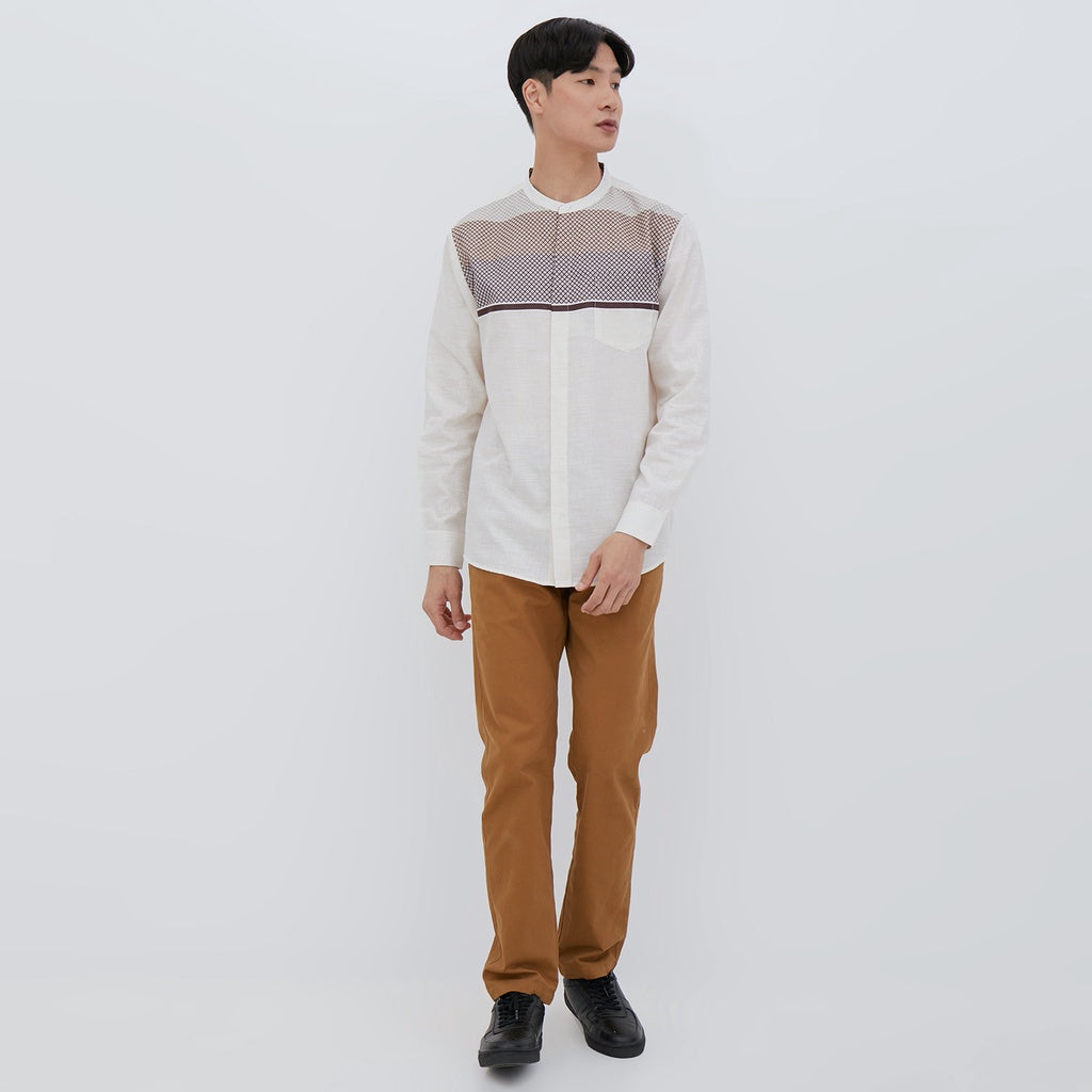 M231 Kemeja Pria Koko Panjang Cream 2282