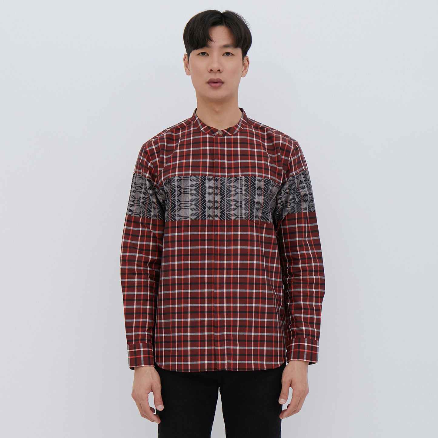 M231 Kemeja Pria Koko Panjang Maroon 2487B