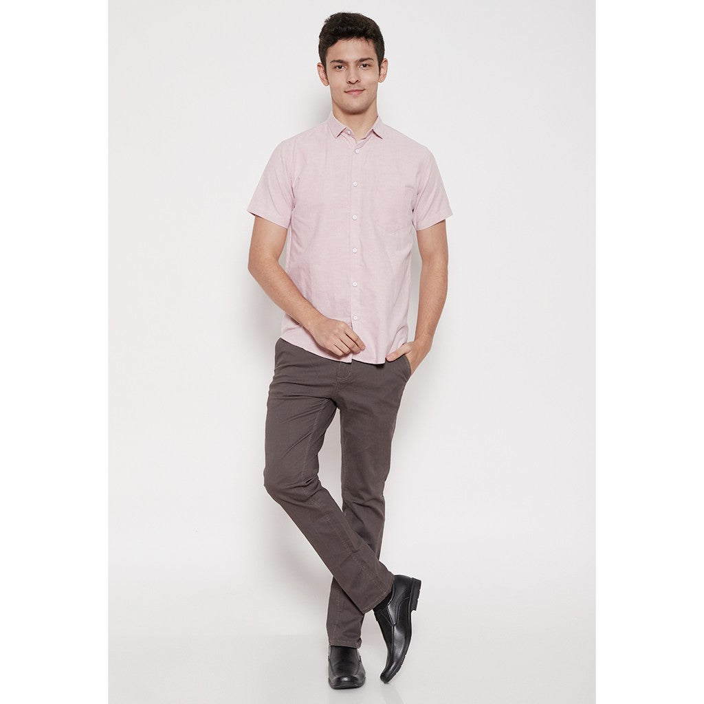 M231 Kemeja Pria Basic Polos Oxford Pendek Warna Pink 1457R