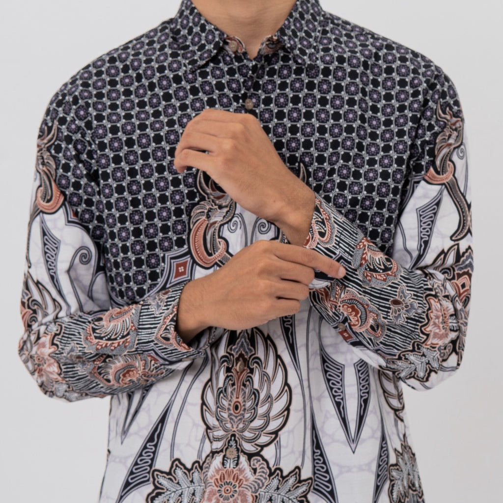 M231 Kemeja Pria Batik Panjang Hitam 2587B