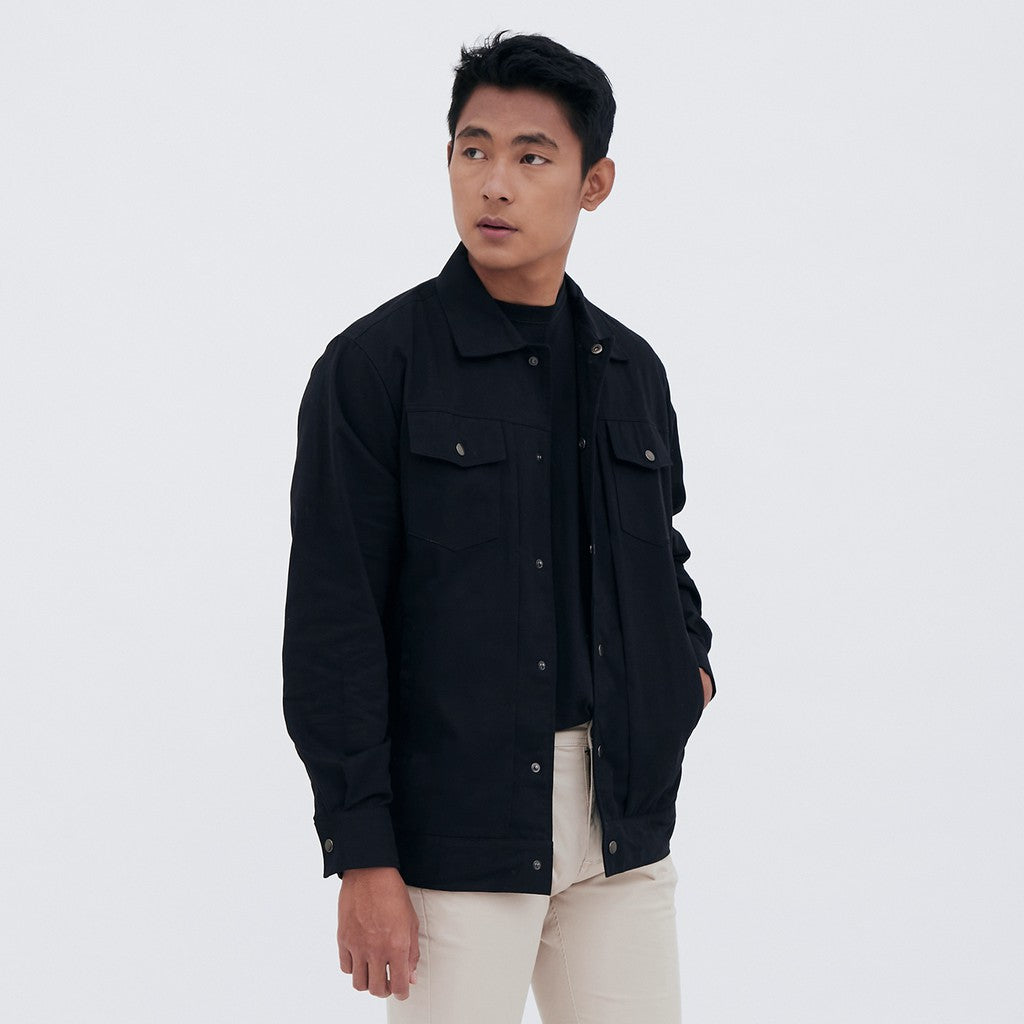 M231 Jaket Pria Coverall Panjang Hitam 1957E