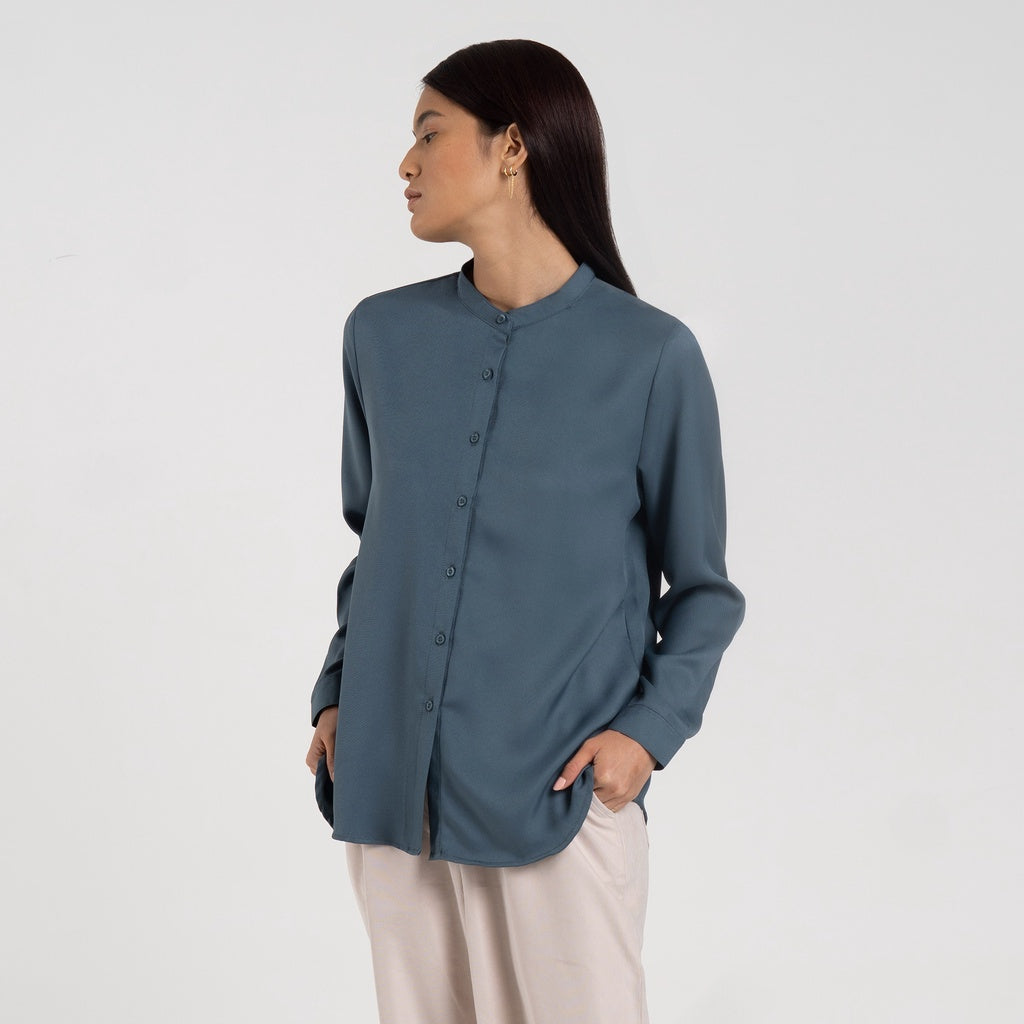 M231 Kemeja Wanita Henley Neck Panjang Shadow 2451A