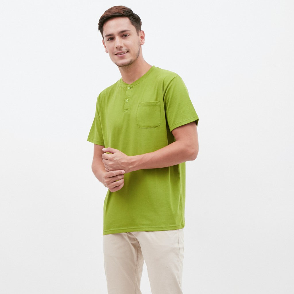M231 T-Shirt Polos Kancing Pendek Warna Hijau 1835D