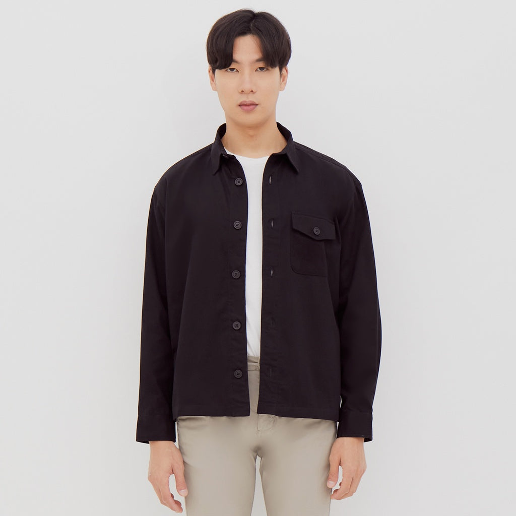 M231 Kemeja Jaket Pria Panjang Hitam 2269E