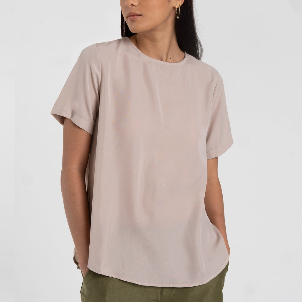 M231 Kemeja Wanita Blouse Pendek Coklat 2450A