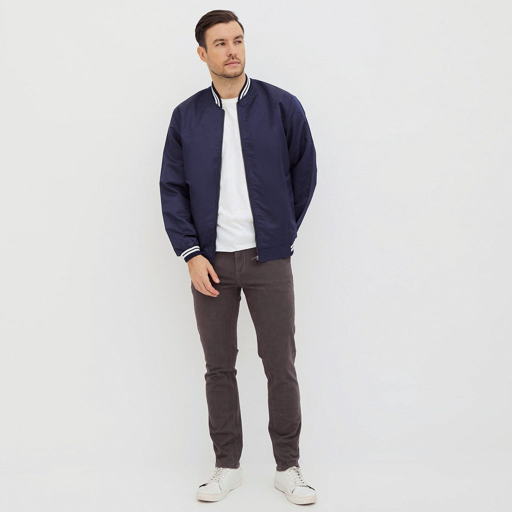 M231 Jaket Pria Bomber Taslan Panjang Navy 2078D