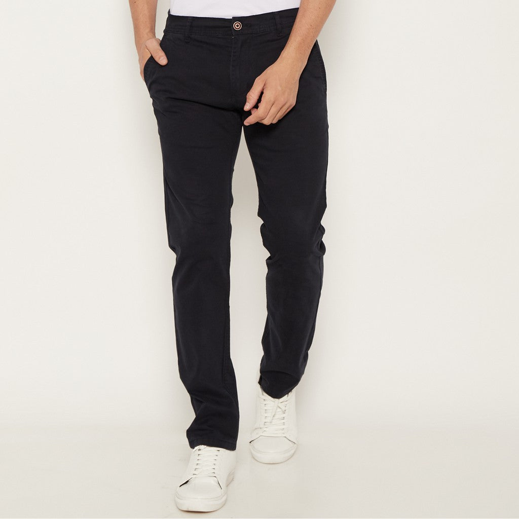 M231 Celana Panjang Pria Chinos Slim Fit Stretch Warna Navy C1040