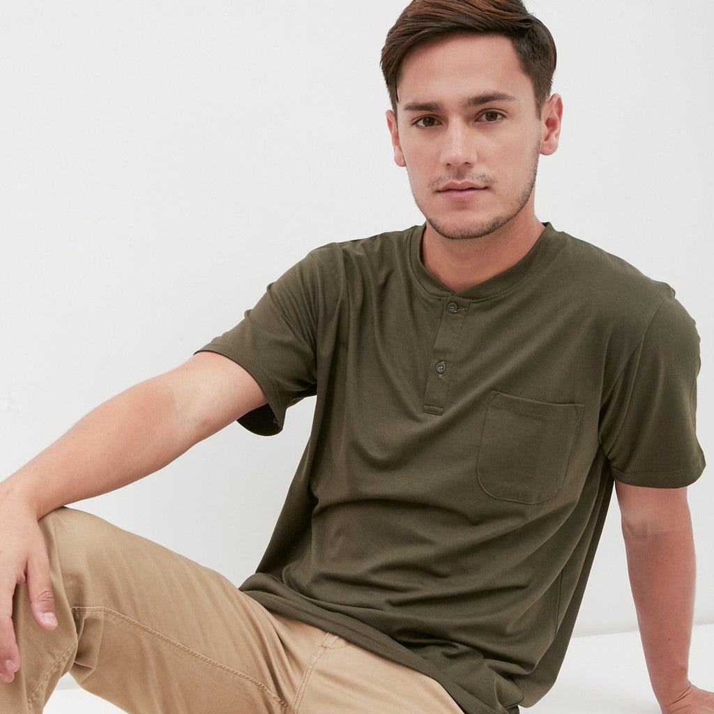 M231 T-Shirt Polos Kancing Pendek Warna Army 1835J