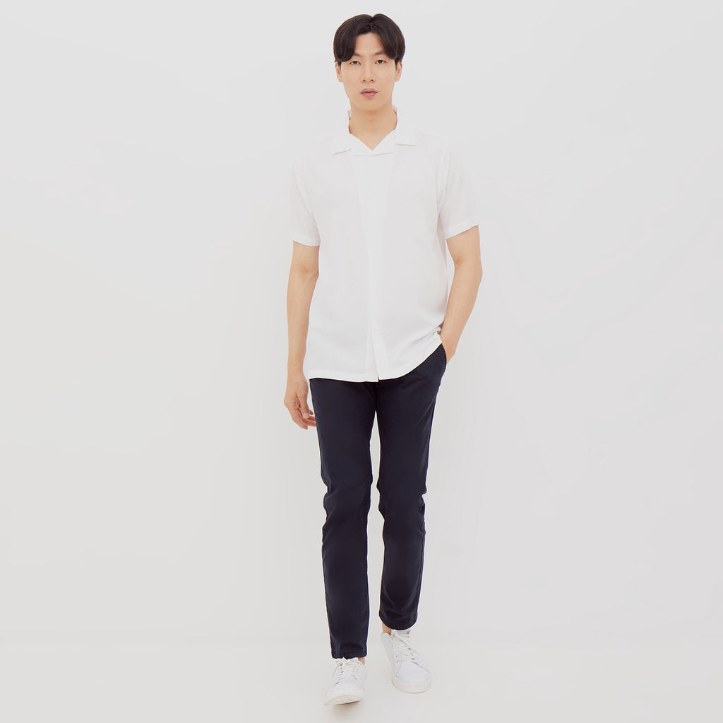 M231 Kemeja Pria Basic Polos Hawaii Pendek Putih 2310B