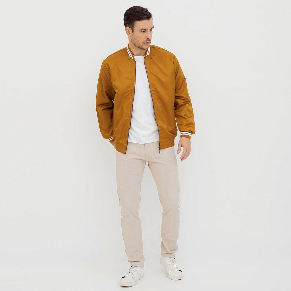 M231 Jaket Pria Bomber Taslan Panjang Mustard 2078E