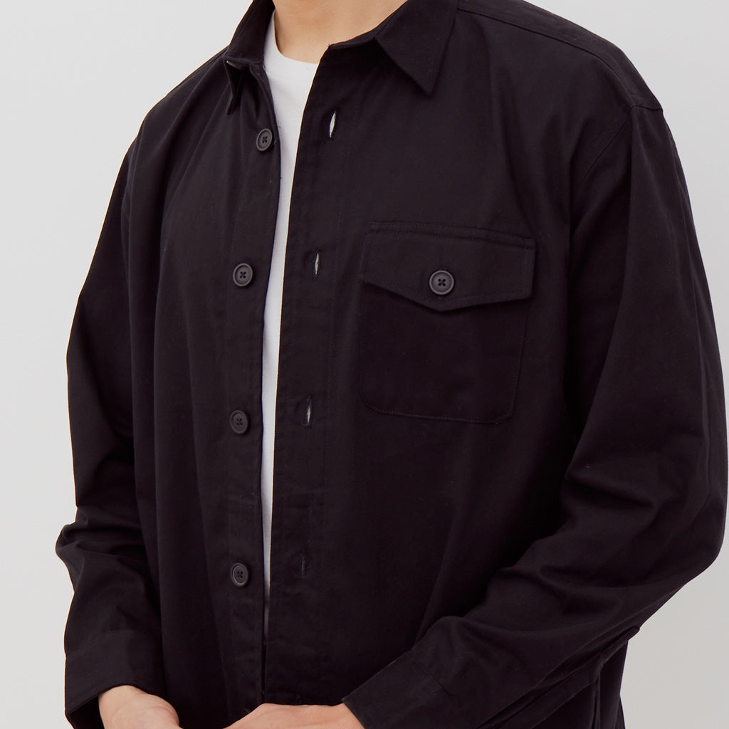 M231 Kemeja Jaket Pria Panjang Hitam 2269E