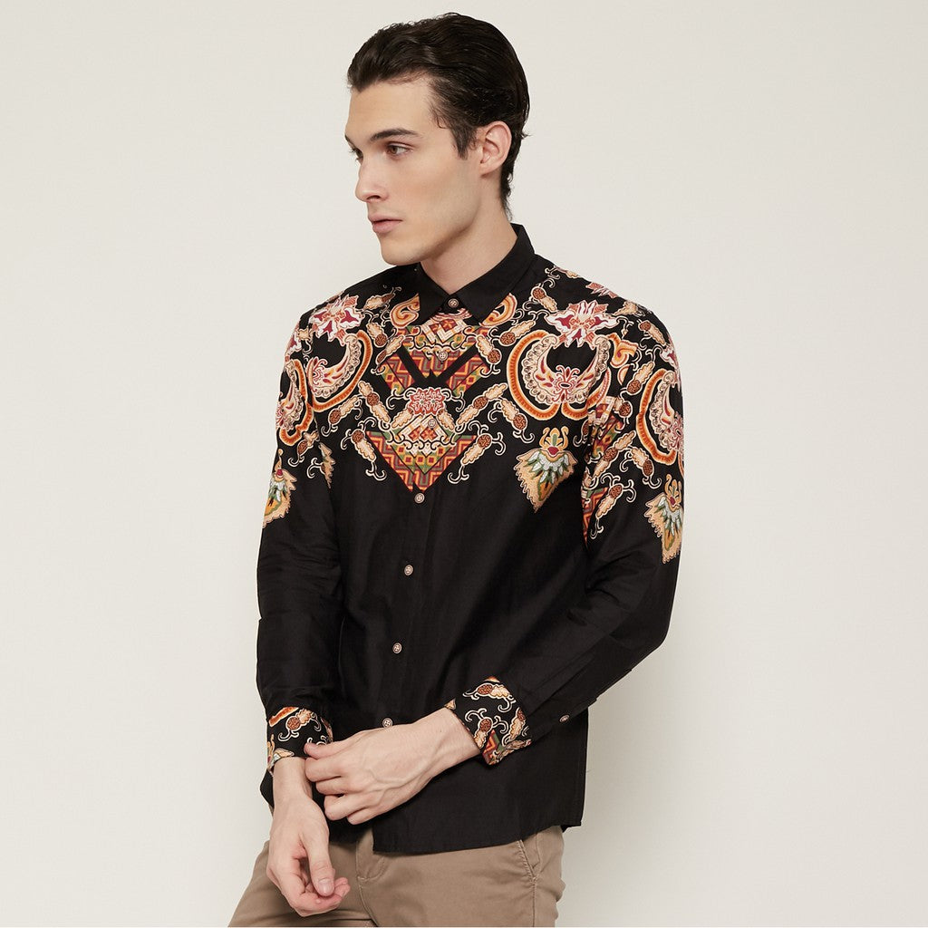 M231 Kemeja Pria Batik Panjang Hitam 1699A