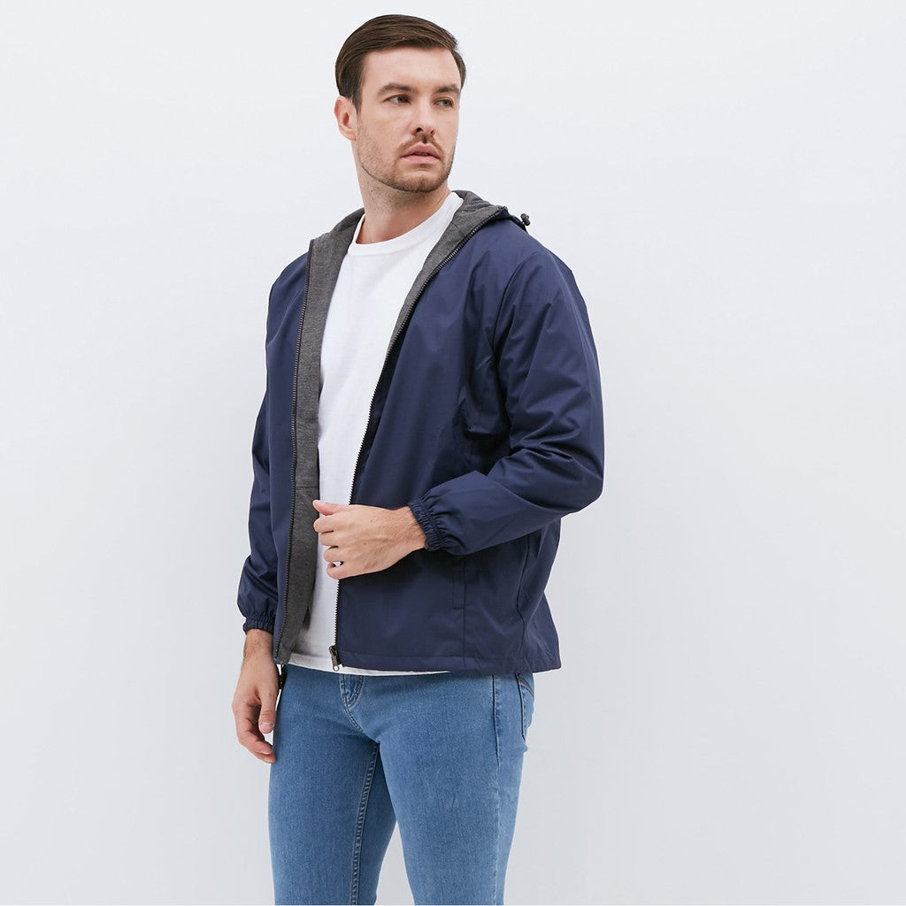 M231 Jaket Pria Taslan Hoodie Panjang Navy 1757A