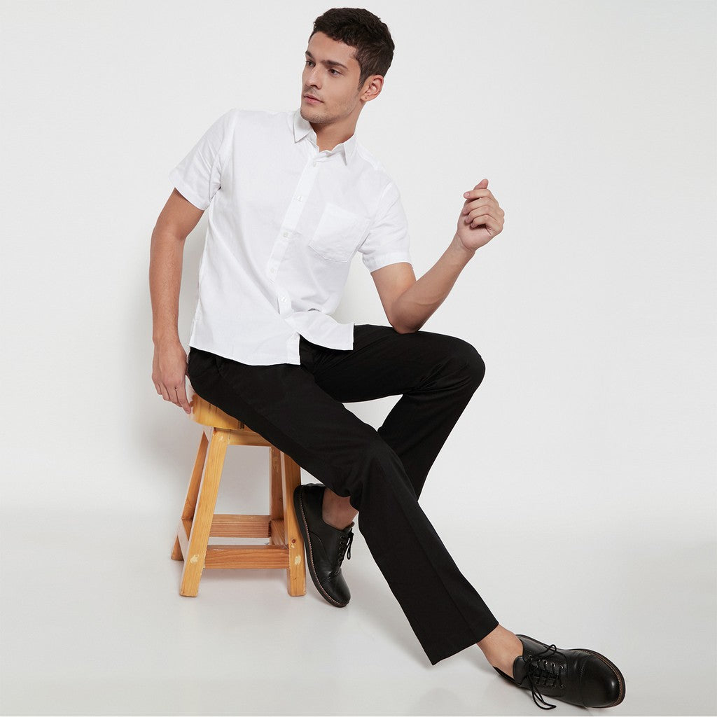 M231 Kemeja Pria Basic Polos Oxford Warna Putih 1457T