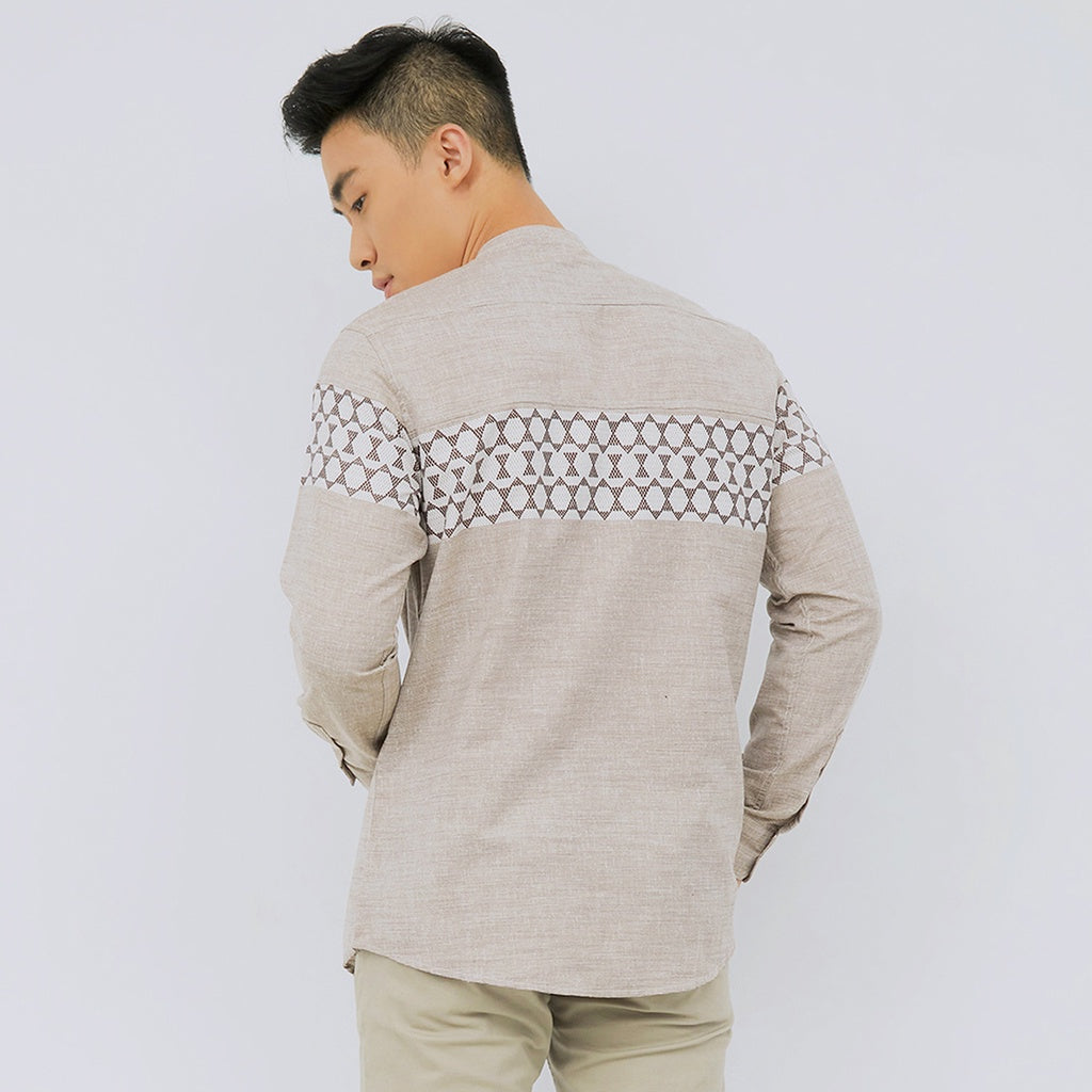 M231 Kemeja Pria Koko Panjang Coklat 2324B
