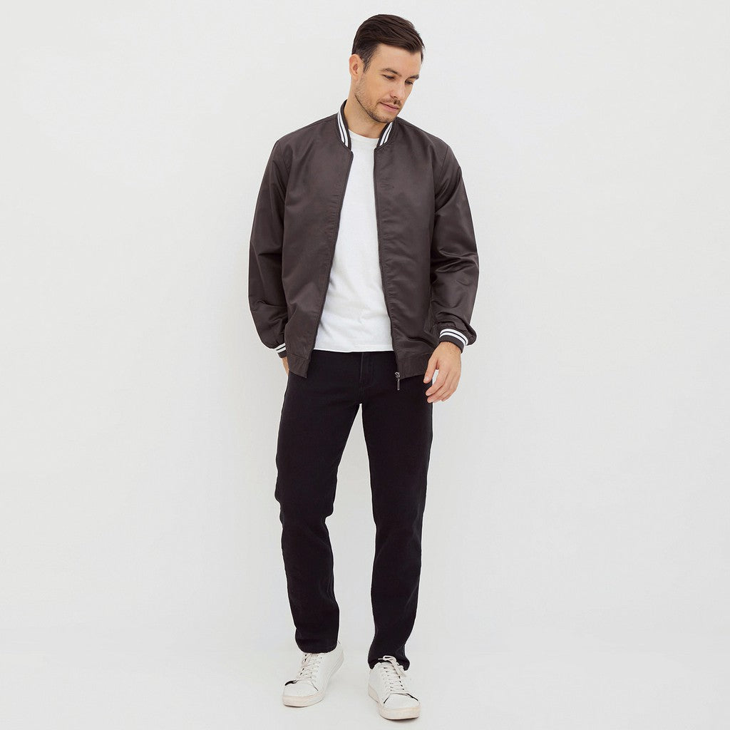 M231 Jaket Pria Bomber Taslan Panjang Coklat 2078F