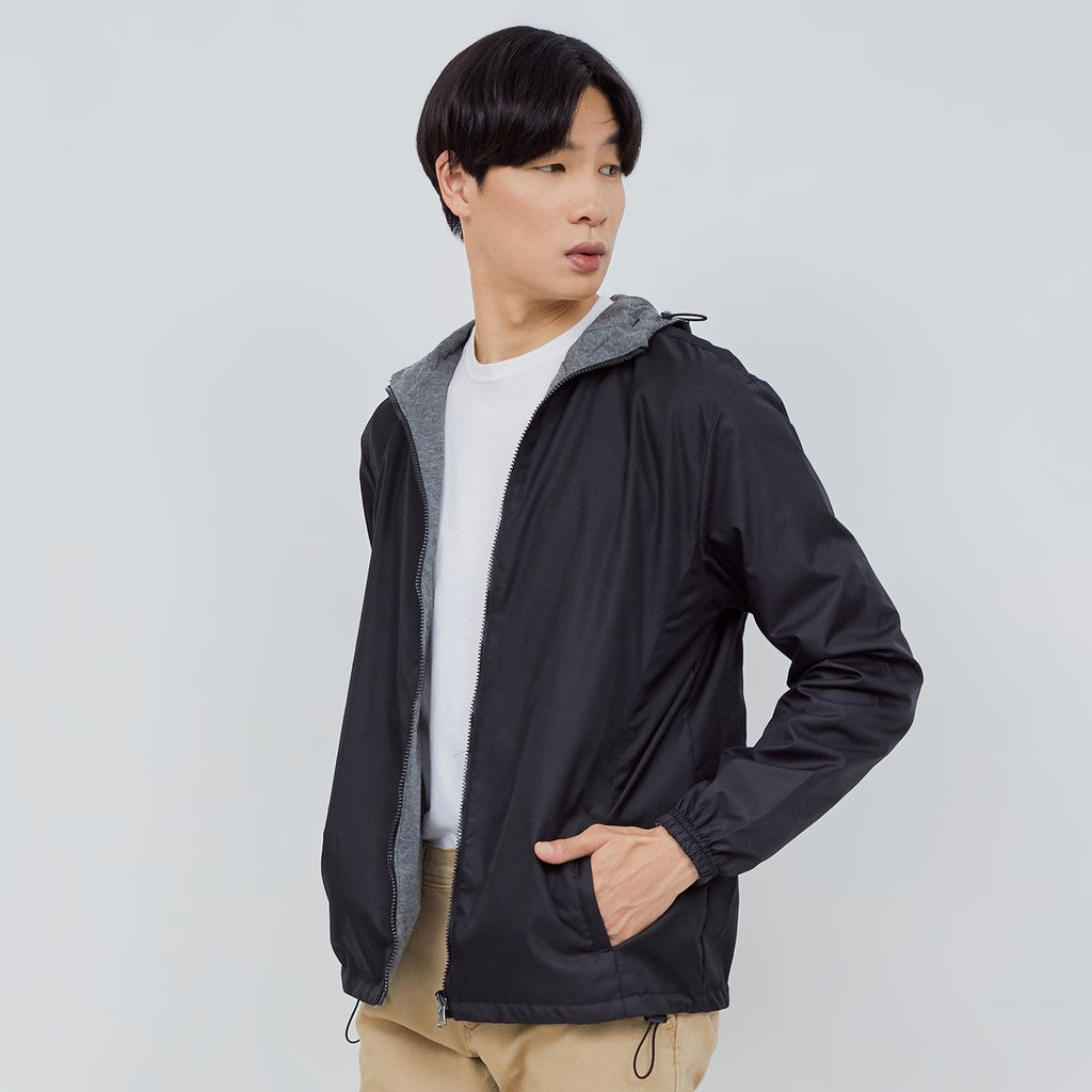 M231 Jaket Pria Taslan Hoodie Panjang Hitam 1757B