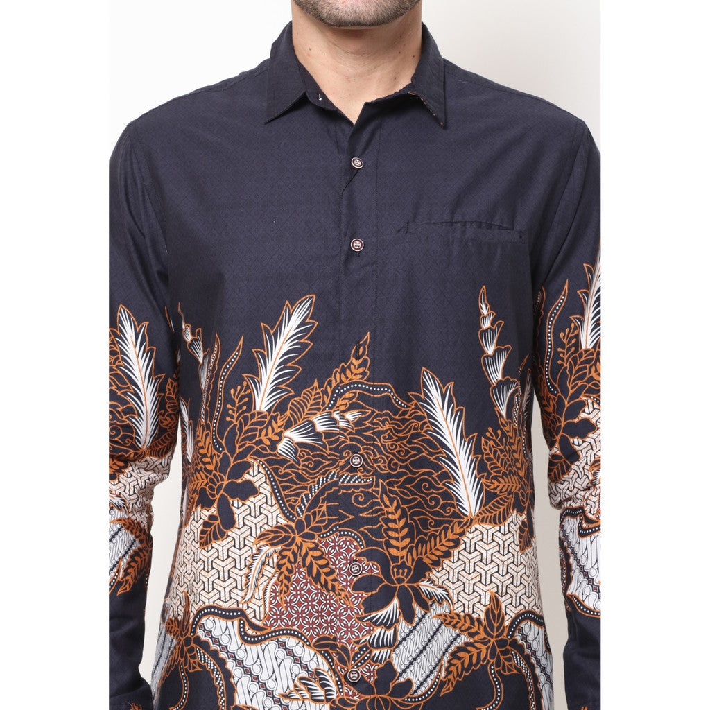 M231 Kemeja Pria Batik Panjang Warna Navy 1567