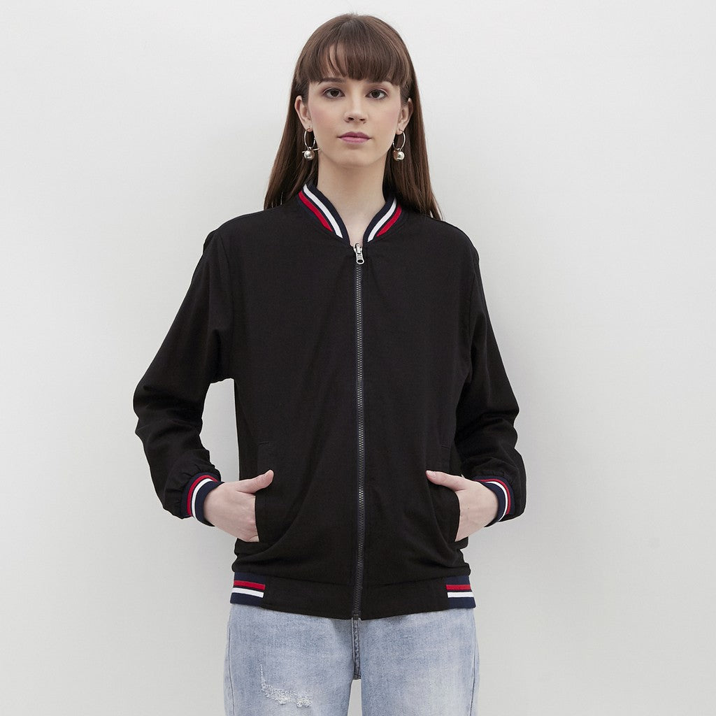 M231 Jaket Pria Bomber Oxford Panjang Hitam 1768A